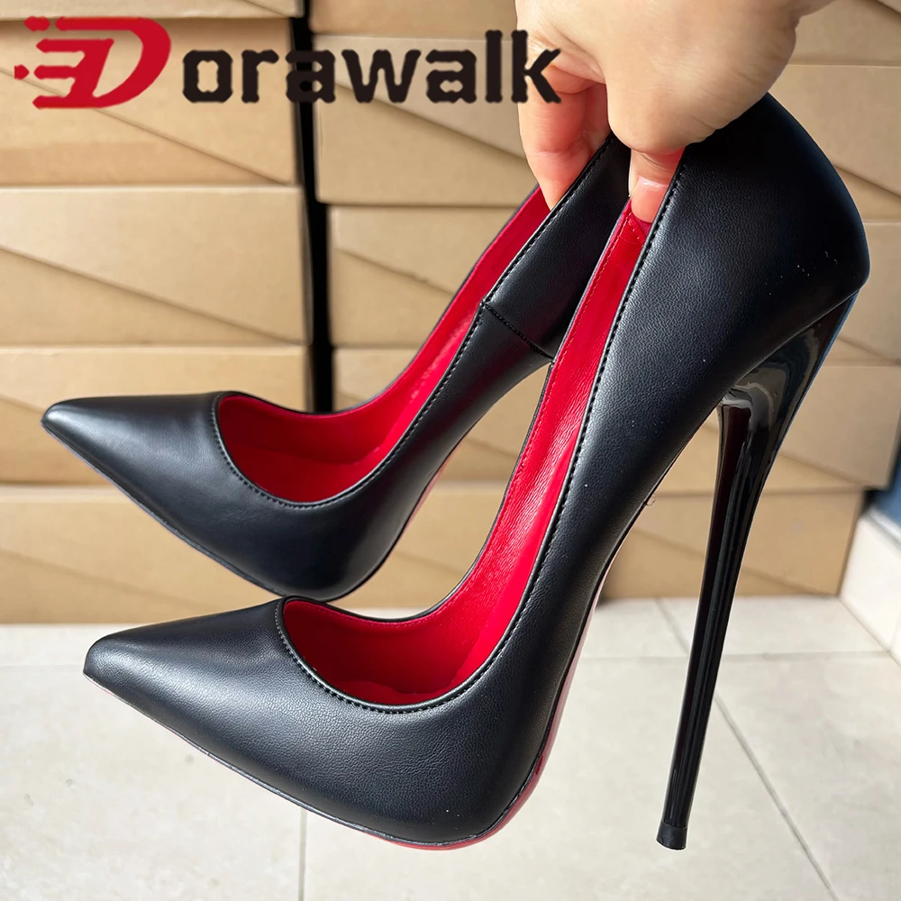 

Customize 16CM Ultra High Heels SEXY Matte Balck Red inside Woman Pumps Sexy Slip on Pointed toe Catwalk T-stage Show Model
