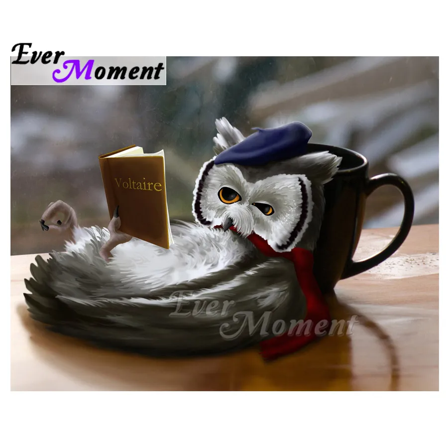 

Handmade Owl Reading Book Coffee Ever Moment Diamond Painting Full Square Drill Decoration Diamond Embroidery Mosaic ASF1751