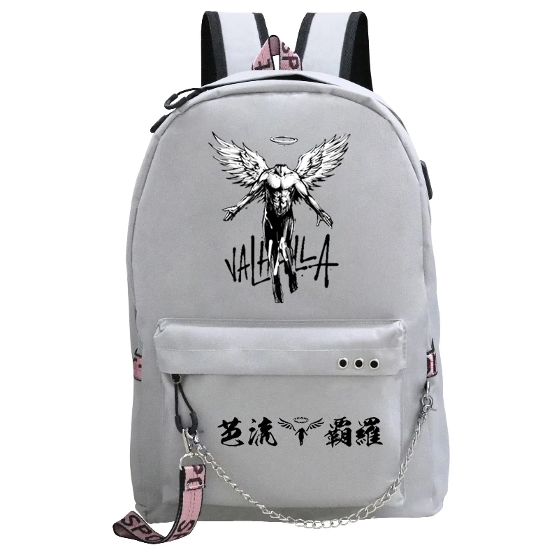 Tokyo Revengers Valahalla Anime School Bags for Teenager USB Charging Laptop Backpack Girls Student Book Bag Mochila Travel Bag