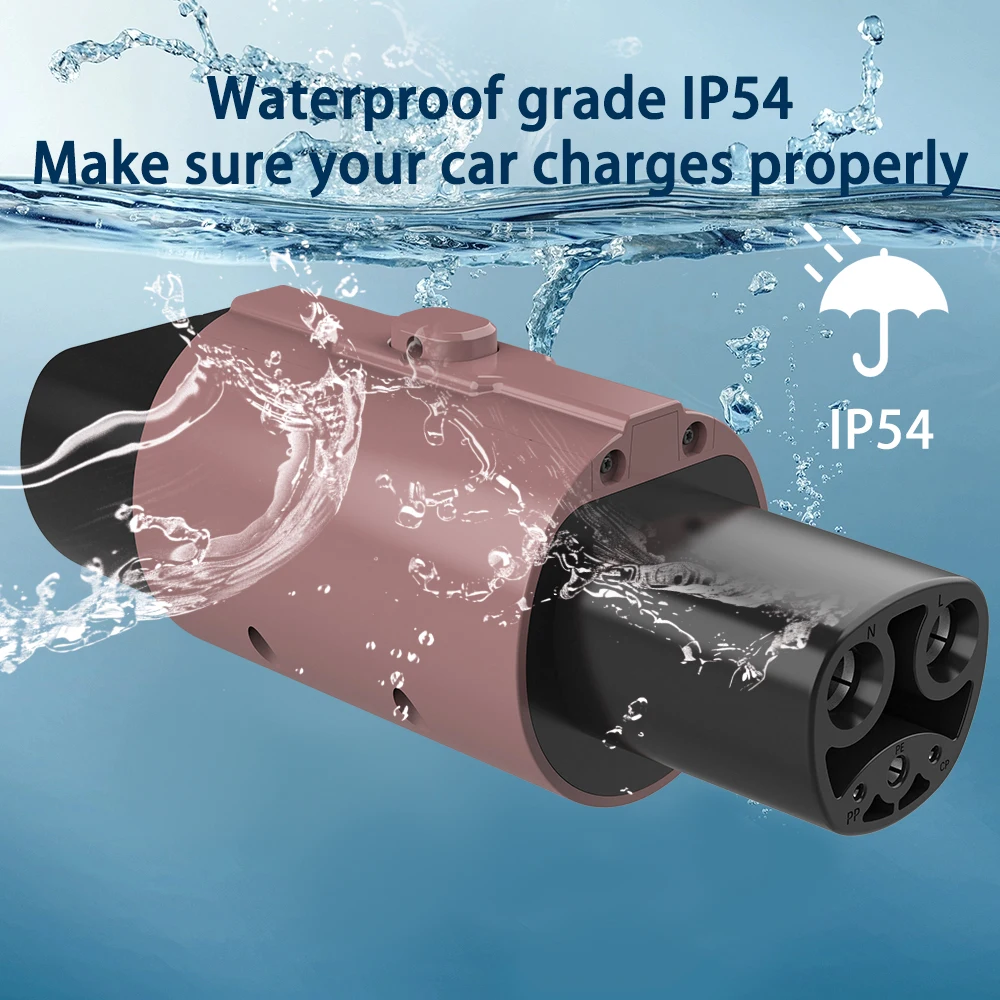 Unirise EV Car Charger Type 2 to Tesla Adapter 7.2kw 32A For Type2 Charging Converter Compatible with Tesla Model 3/Y/X/S Charge