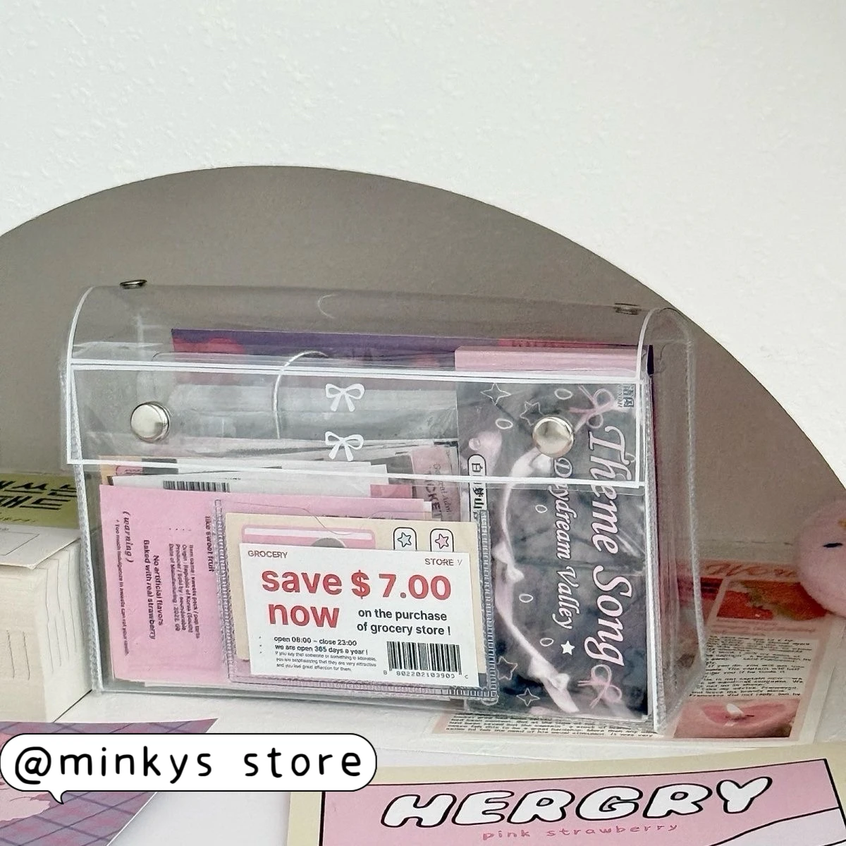 MINKYS Transparent Stationery Storage Bag Pens Make ups Stickers Photocards Organizer Storage Bag Pencil Case