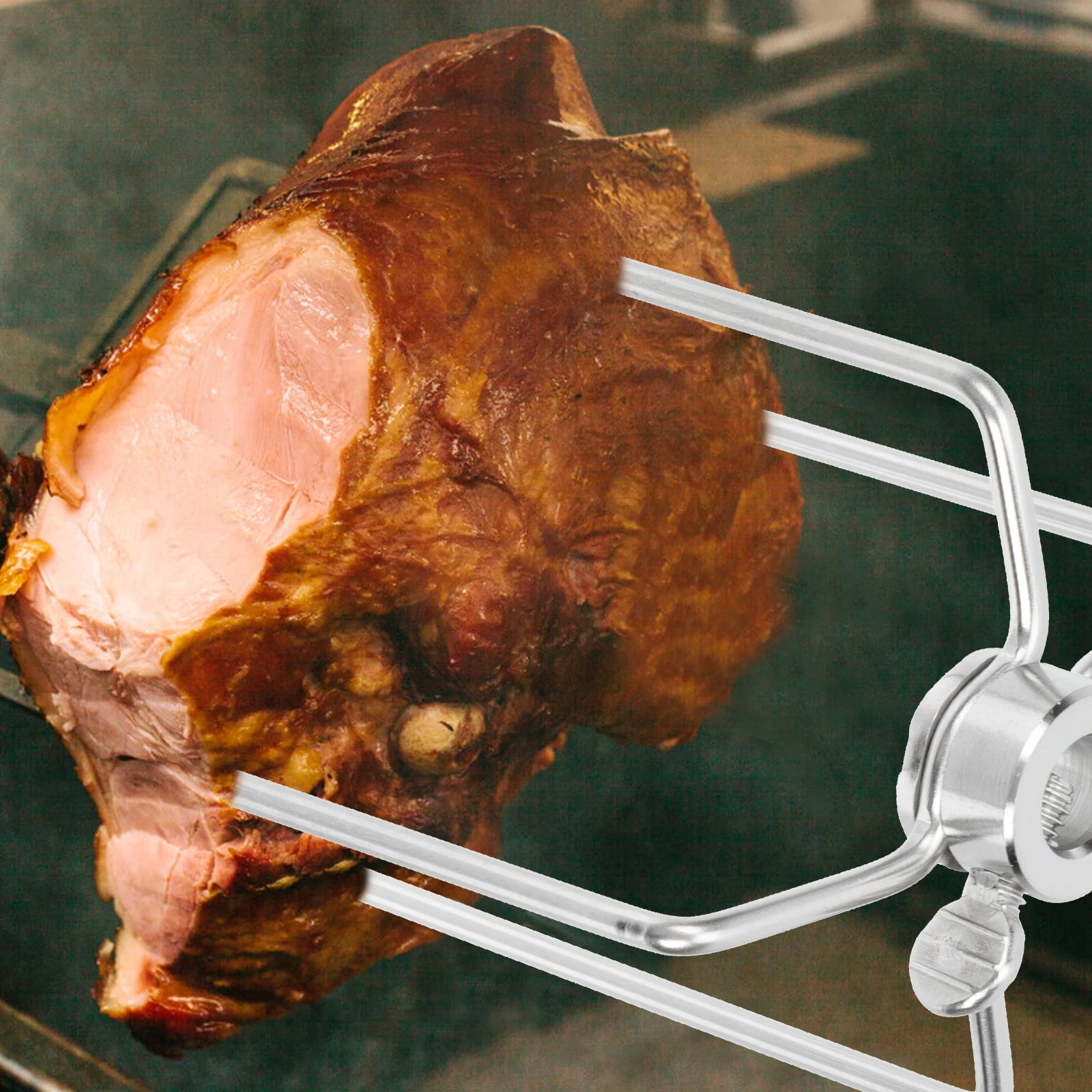 

2pcs Stainless Steel Roasting Forks Thickened Bbq Grill Fork Kitchen Rotating Turkey Chicken Fork Oven Accessory