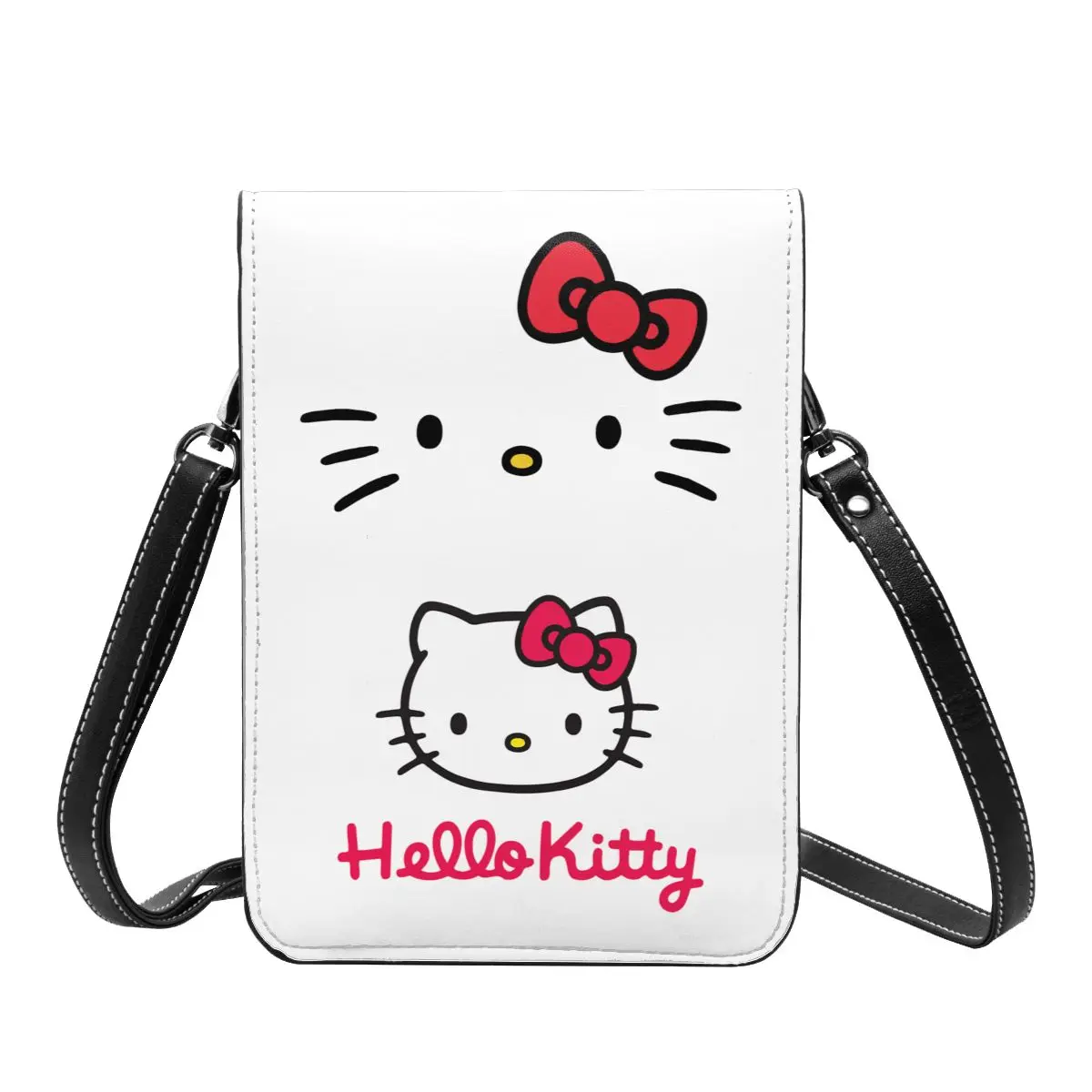 Hello Kitty Cell Phone Purse Bag Kawaii Leather Card Holder Trendy Girl Crossbody Bag Portable