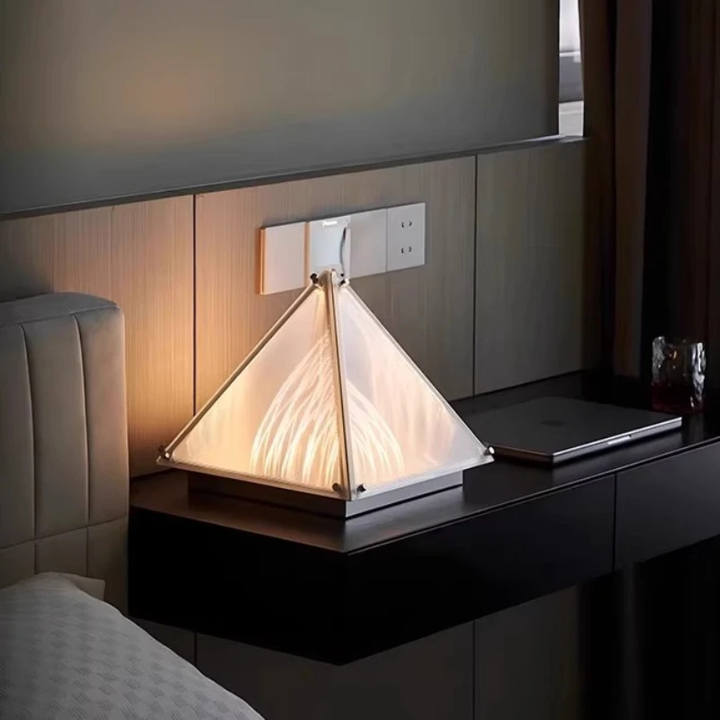 

Pyramid Glass Night Light Eye Protection Full Spectrum Nightlight Luxury Minimalist Warm Lights Nights Lamps Room Decoration