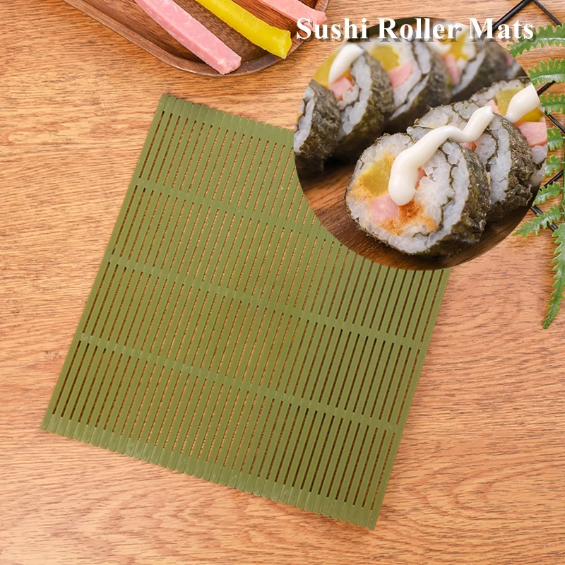 Alfombrillas de plástico para hacer Sushi, herramienta de cocina lavable y reutilizable, 24x21cm