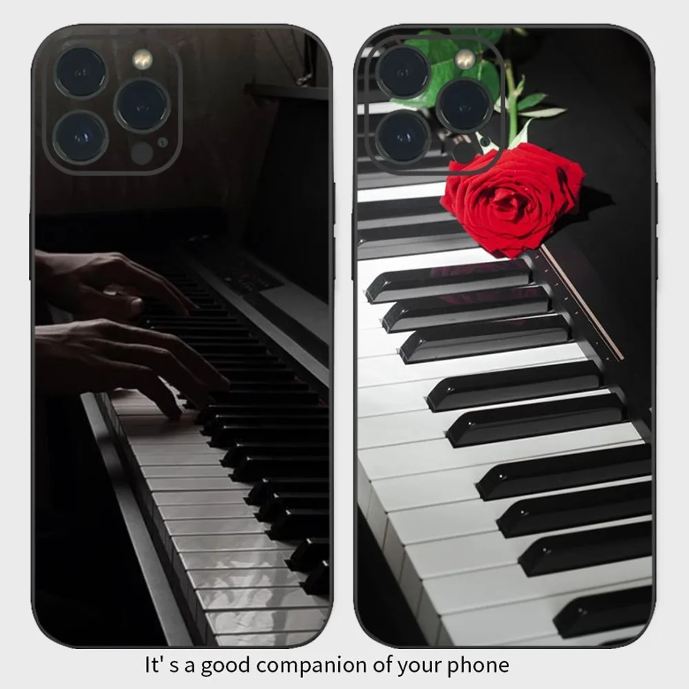 

Black and white music piano keys Phone Case For iPhone15 14 13 12 Mini 11 Pro XS Max X XR SE5 6 7 8 Plus Soft Silicone Cover