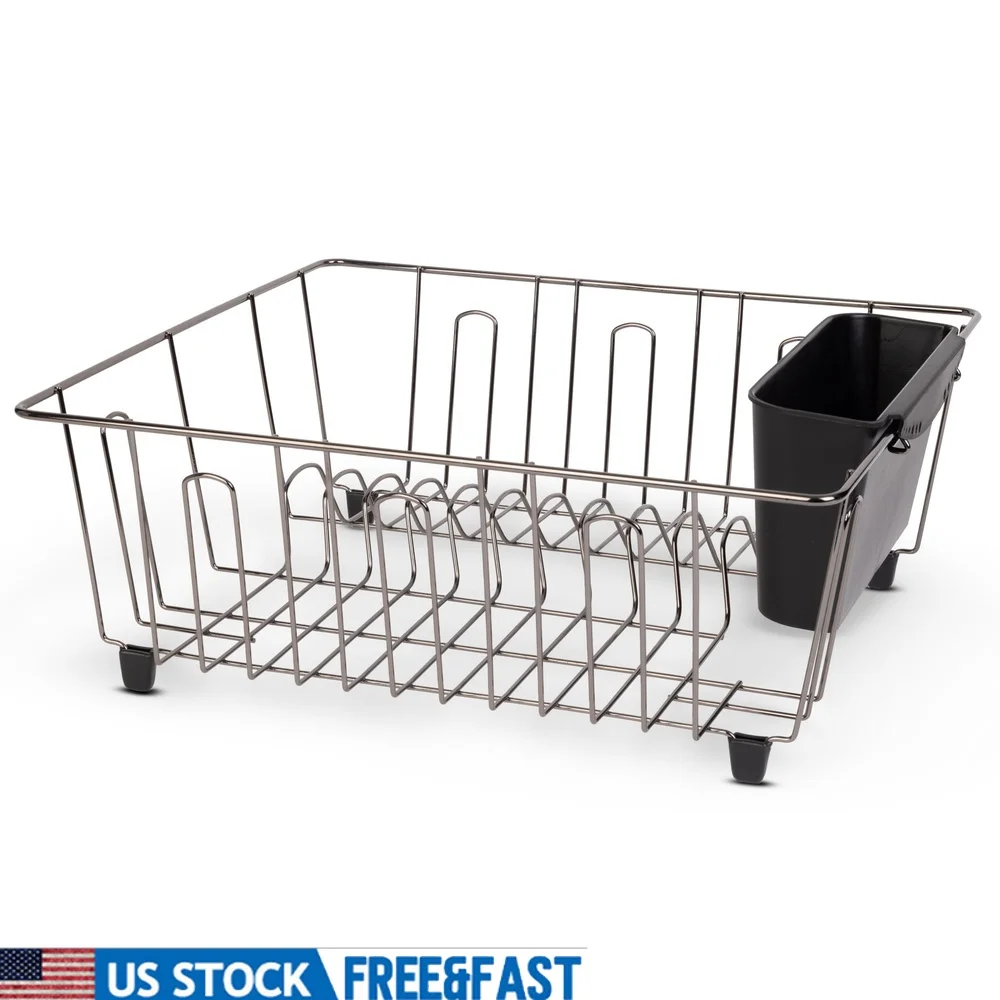 

Небольшая подставка для сушки посуды с чашкой для столовых приборов, кухонный органайзер, столешница, серебристая сталь, металл, устойчивое к ржавчине решение для экономии места