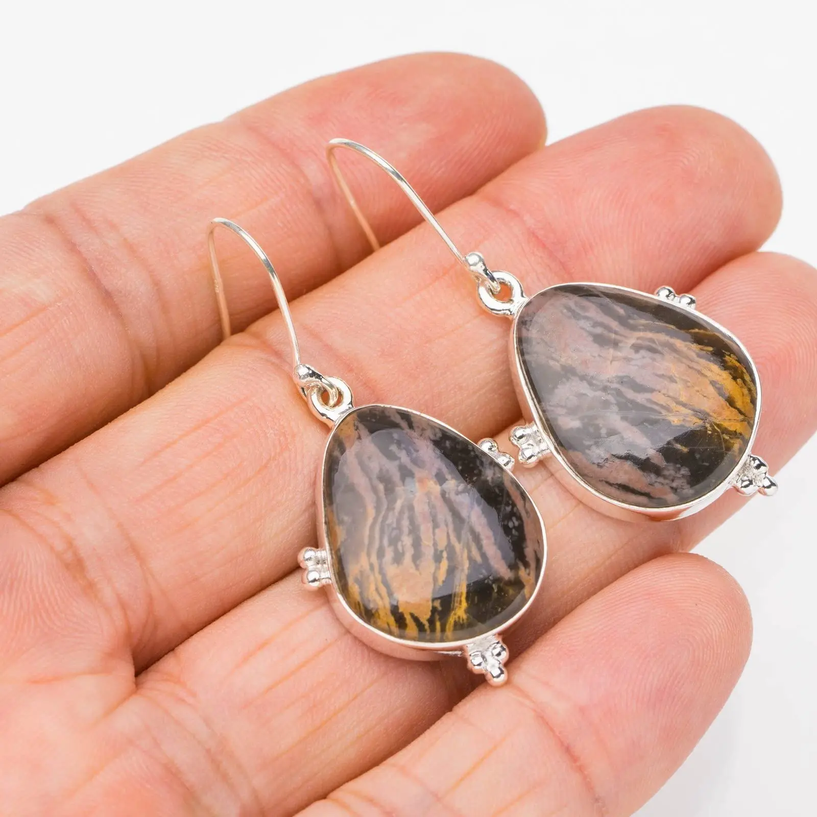 

StarGems® Natural Jasper Handmade 925 Sterling Silver Earrings 1.75" E5821