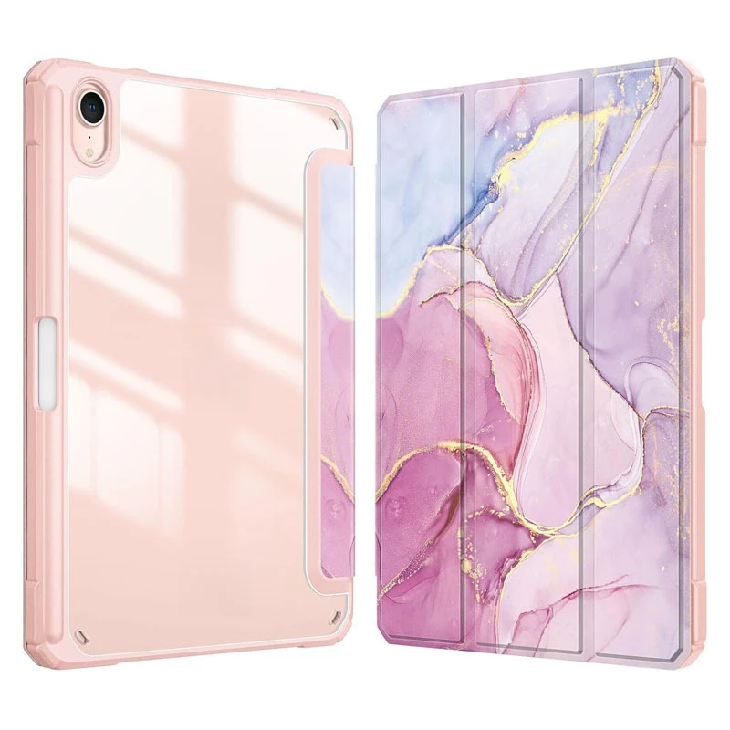 FOR iPad 10th Gen 11 Pro Air 7 5 Mini 6 Case Acrylic Tri-fold Stand Pen Holder Shockproof Tablet Cover