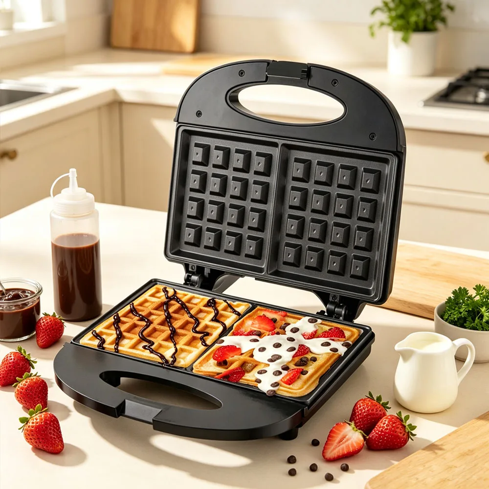 Multifunctional Double-Sided Breakfast Maker, Waffle, Sandwich & Cake Machine, Household Electric Breakfast Grill
