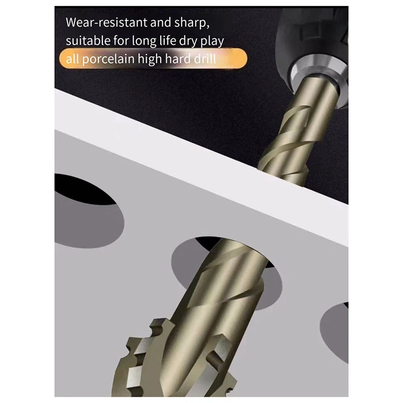 AT51-New Four-Edged Sawtooth Eccentric Drill For Dry Drilling Of All Ceramic Tiles, Glass, Marble And Concrete 4Pcs
