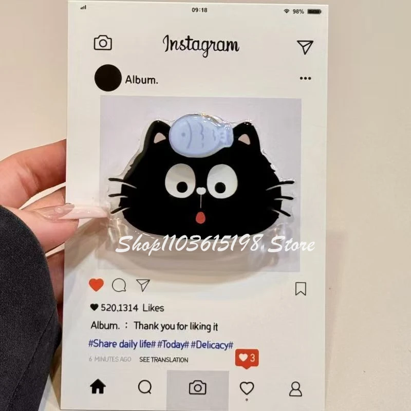 

Корейский мультяшный милый поворотный кронштейн для рыбы и кота Griptok для iPhone 16, универсальные аксессуары для телефонов Samsung, держатель для телефона, ручка Tok, подставка