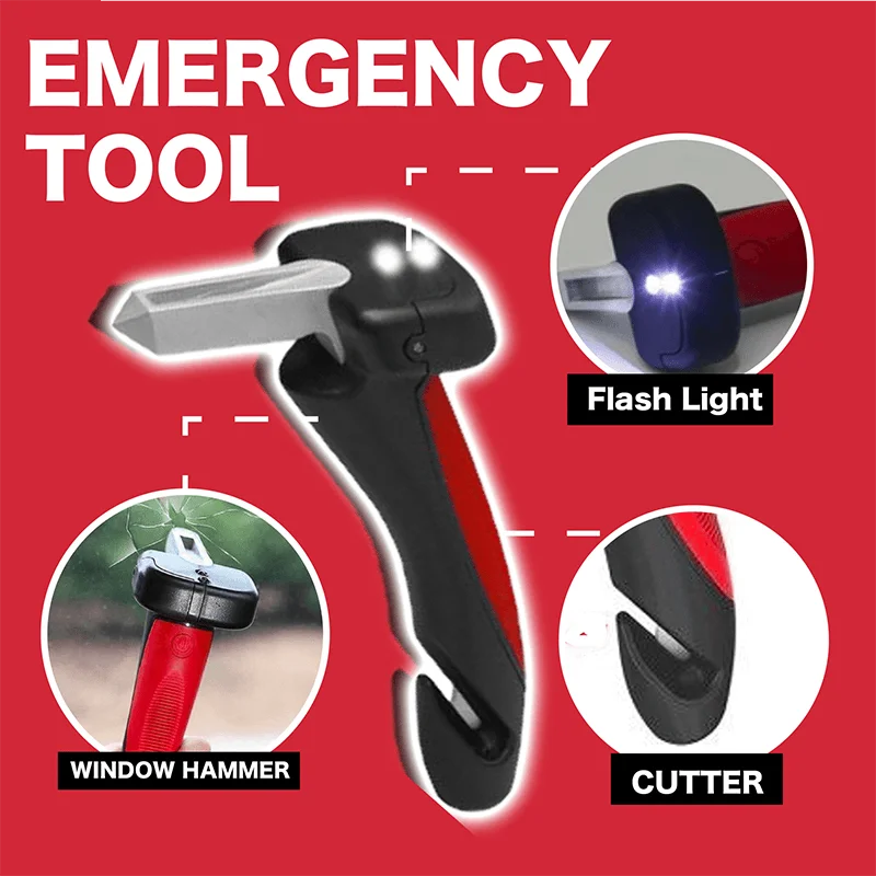 Universal Automotive Four in One Armrest Safety Hammer Auxiliary Handle Auxiliary Hammer Rod Night Lighting Multi functional