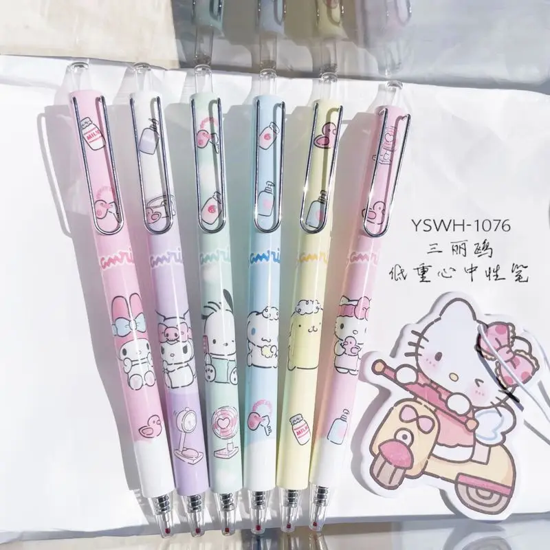 24pcs New Sanrio Hello Kitty High Quality Gel Pen Kawaii Cartoon Write Smooth Signature Pen Student Stationery Office Supplies