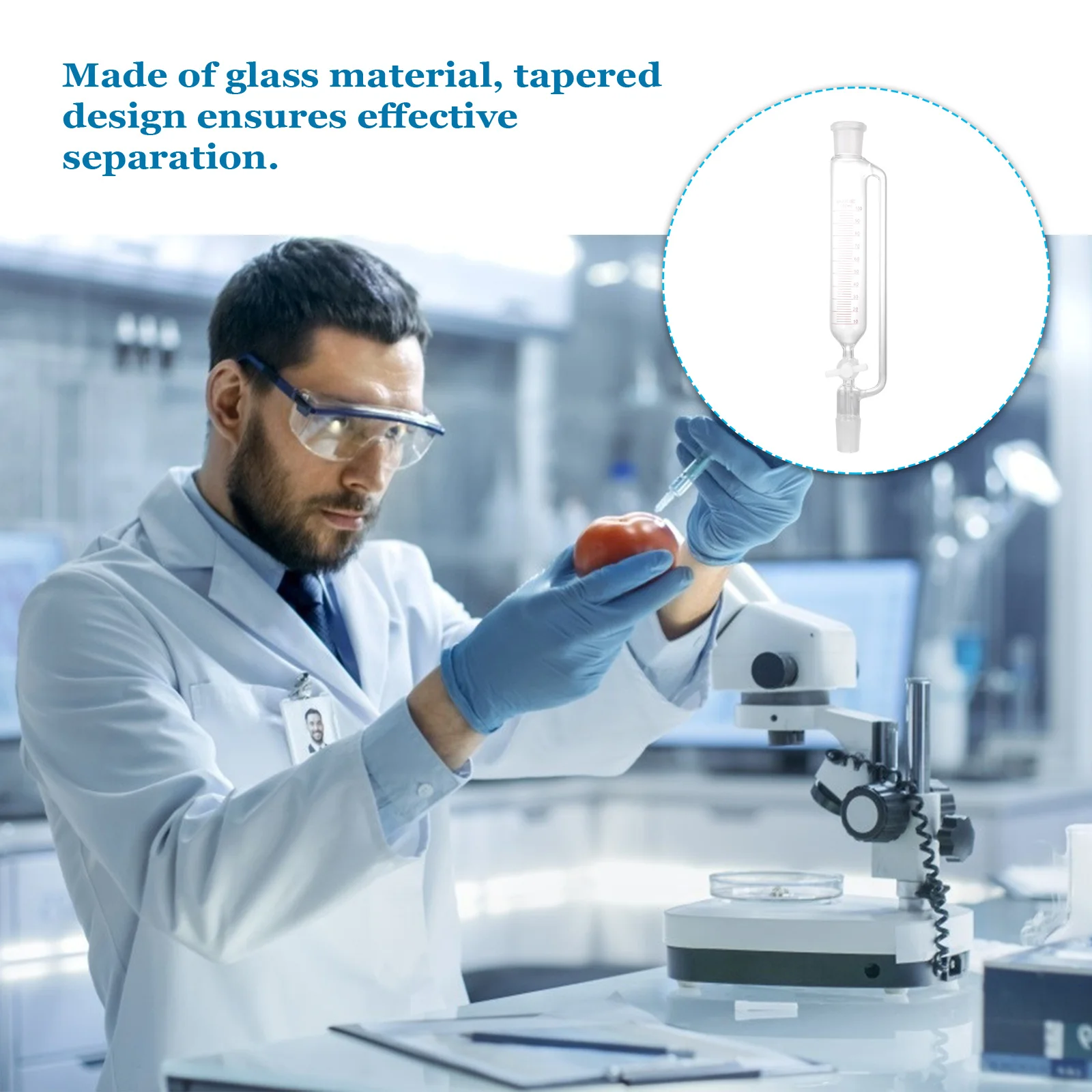 

Experimental Separatory Funnel Durable Glass Liquid Funnel Equipment Superior Chemical Durability Tapered Design Easy Use