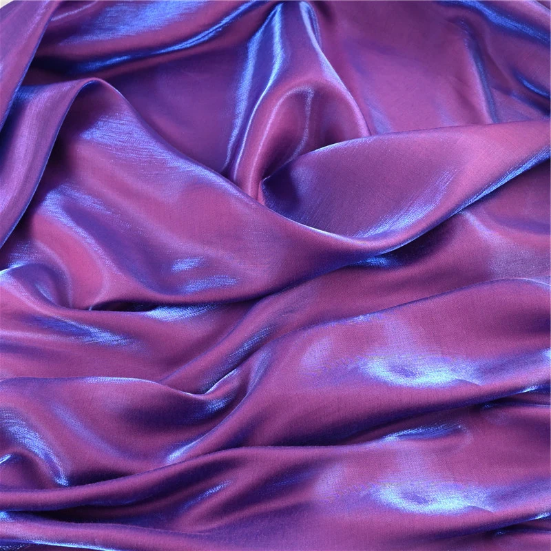 Glossy Gradient Silk Satin Fabric Shirt Dress Cloth Fabric DIY Handmade Sewing Decoration Background Material By The Meter