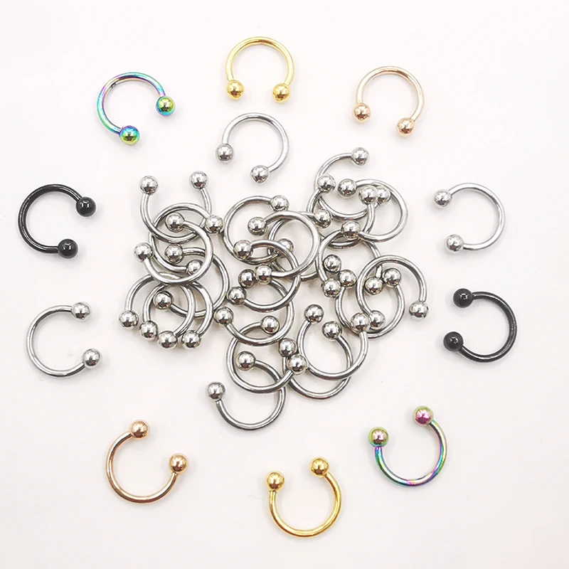 20 Pcs/Lot 16G Stainless steel Circular Barbells Horseshoe Lip Ring Eyebrow Nose Studs For Woman Man Body Piercing Jewelry