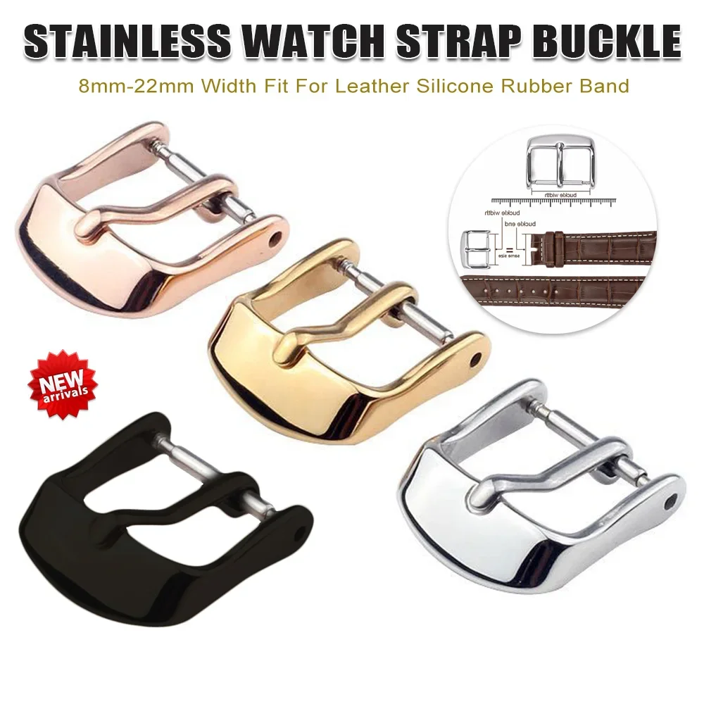 

16mm 18mm 20mm 22mm Stainless Steel Pin Watch Buckle For Leather Strap Buckle Gold Silver Rose Gold Strap Buckle Accessories