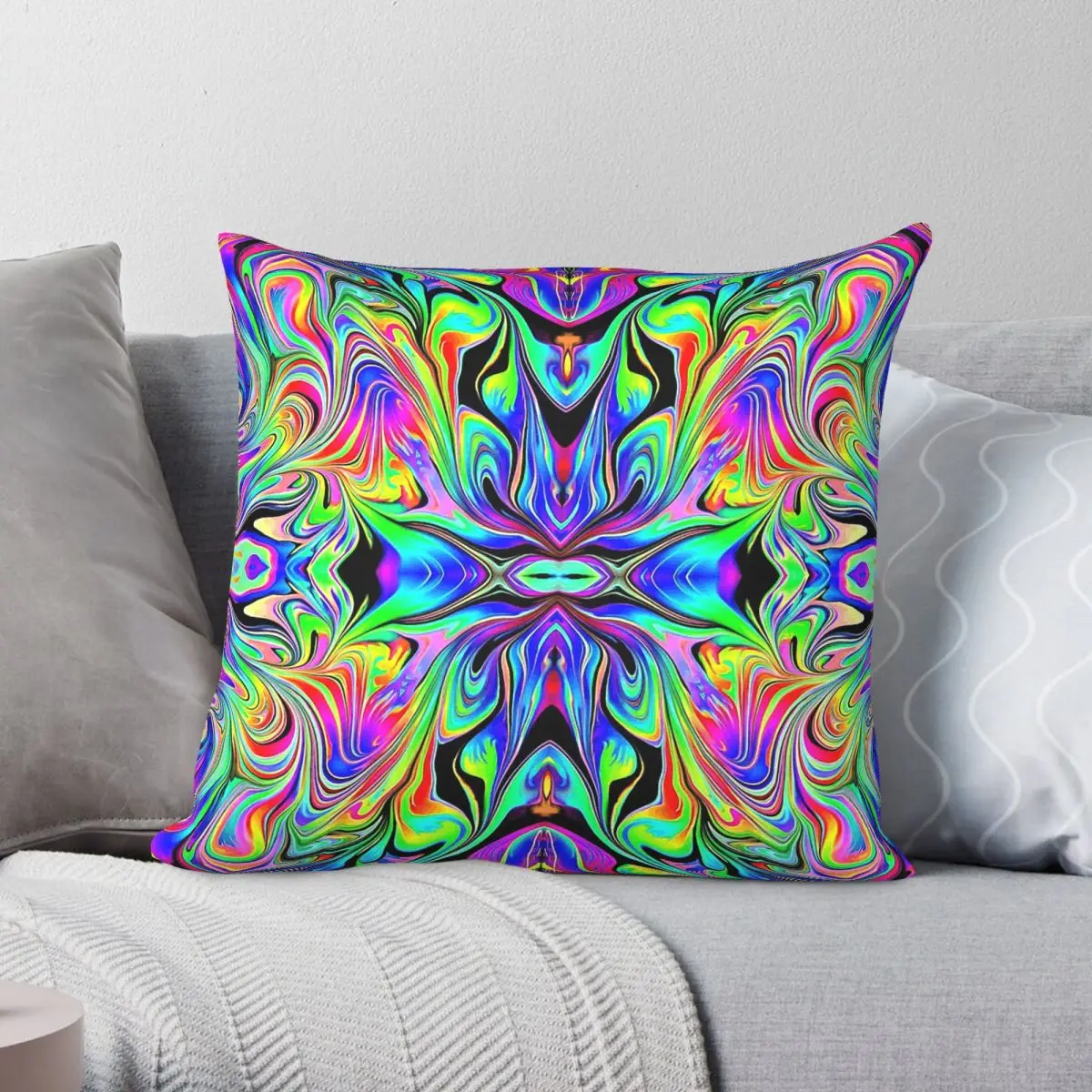Macrodose Psychedelic Mandala Pillowcase Polyester Linen Velvet Creative Decorative Throw Pillow Case Car Cushion Cover 45x45
