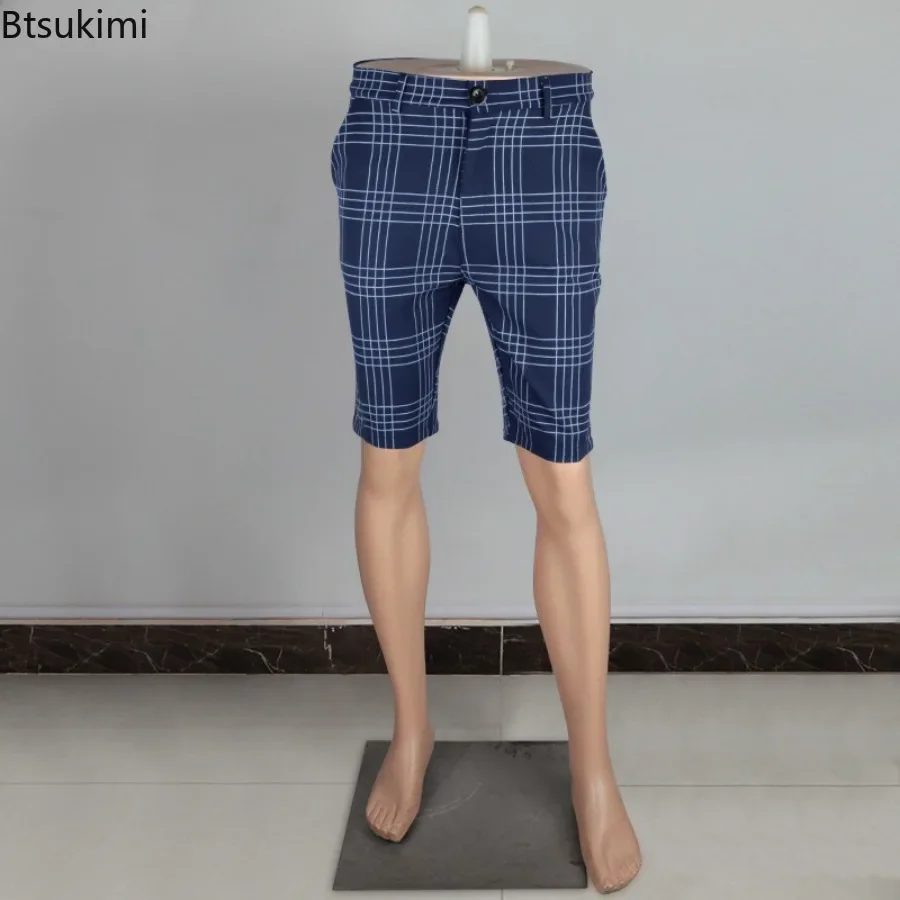 2025 Summer Clothing Men's Fashion Plaid Printing Casual Shorts Business Social All-match Short Trousers Men Straight Leg Shorts