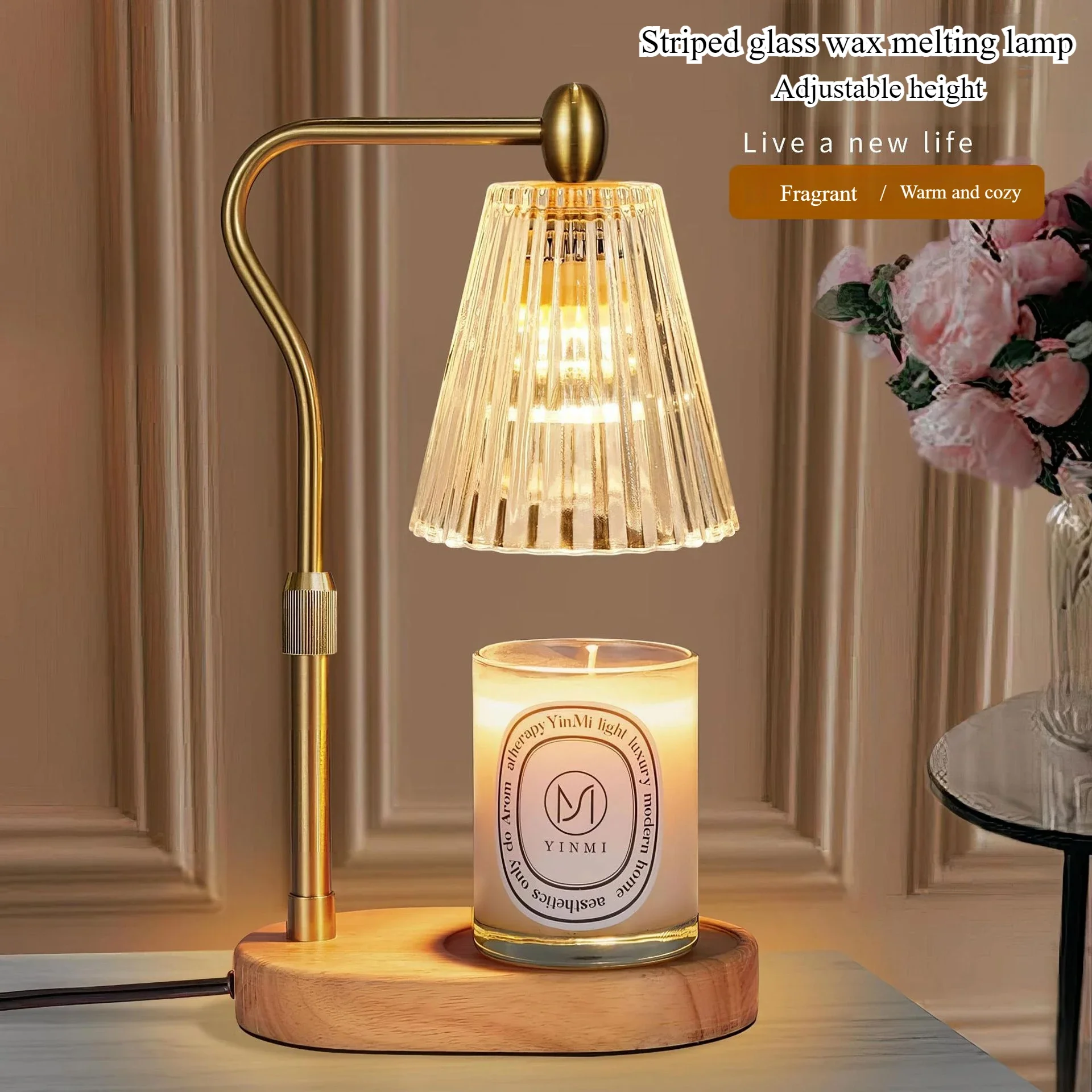 New glass wax melting lamp timing adjustable beautiful home scented candle lamp practical gift tabletop decoration