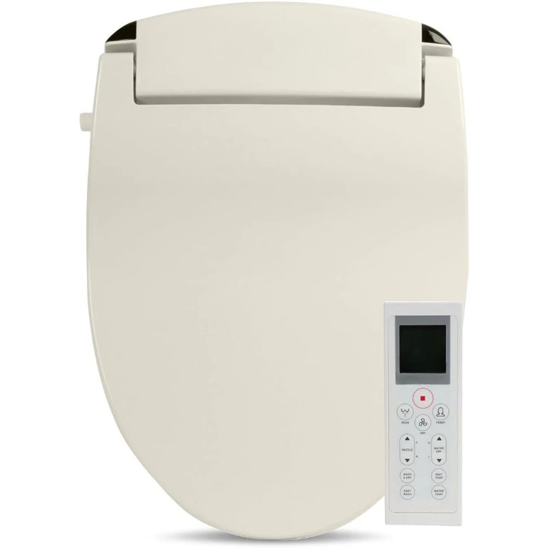 Elongated Bidet Toilet Seat, Beige, Endless Warm Water, NEW* Bowl Mist, LED Light, Quiet Operation, Wireless Remote