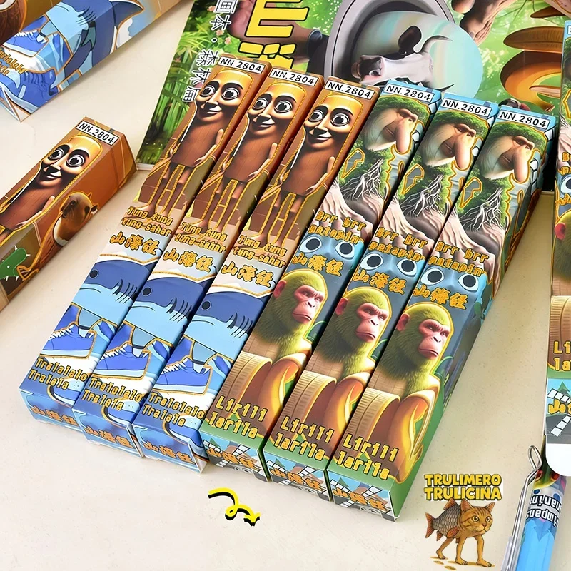 15/10 قطعة قلم الصحافة Brainrot الإيطالي Tingtengtung Sahur صندوق أعمى أقلام 0.5 مللي متر هلام القلم الإبداعية طالب القرطاسية #2