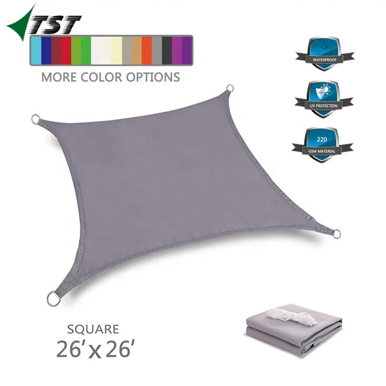 Square 3 * 3m polyester fabric coated waterproof sun shade sail