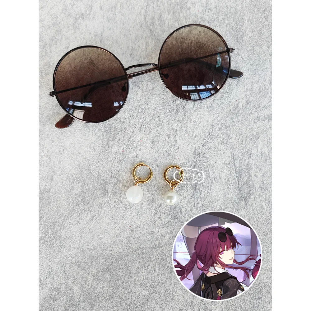 

Anime Honkai: Star Rail Kafka Cos Clip Ear Pins Cosplay Pearl Earrings Sunglasses Costume Prop Jewelry Accessories