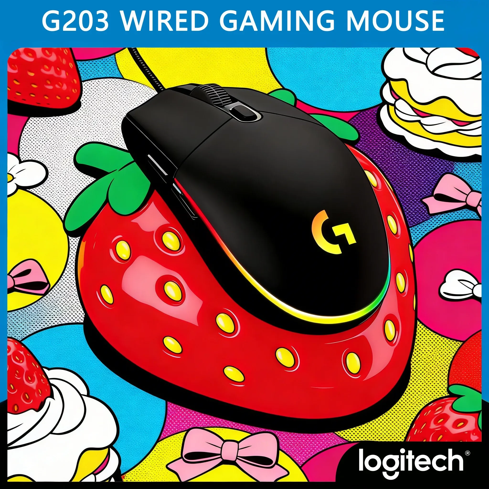 

Logitech G203 Wired Gaming Mouse Ideal for Gaming Sessions & Office Hours Ergonomic Grip for Home Comfortable Touch