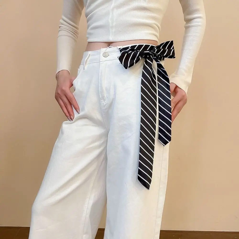 Simple Korean Striped Tie Stripe Y2K Shirt Tie Decoration College Style Harajuku Style Belt Accessories Neck Tie