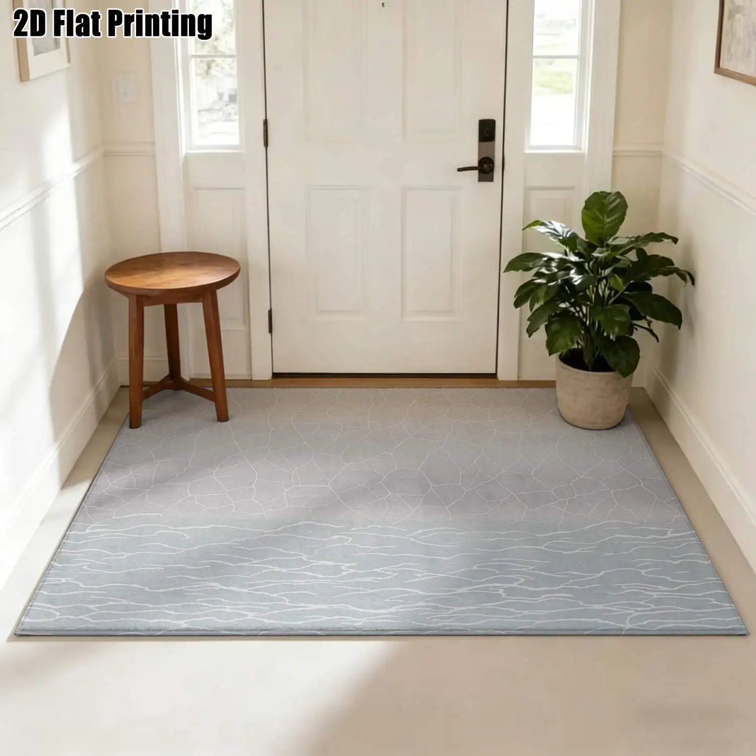 1Pc 2D Printed Carpet: Gradient Crackle Texture, Nordic/Instagram Style, Modern Minimalist Geometric Striped Vintage Rug, Multi-Size, Machine Washable, for Entrance, Dining, Foyer, Bedroom, Living Room Home Decor