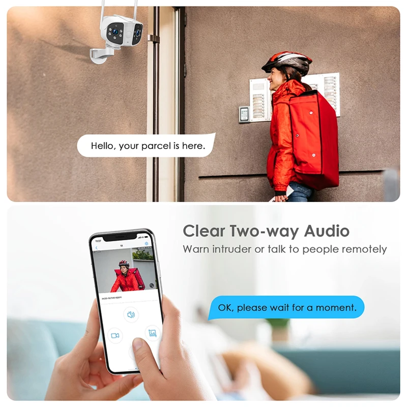 5MP Dual Lens WiFi Surveillance Cameras 4K Full Color Night Vision Security Human Detection Audio Tracking PTZ IP Camera