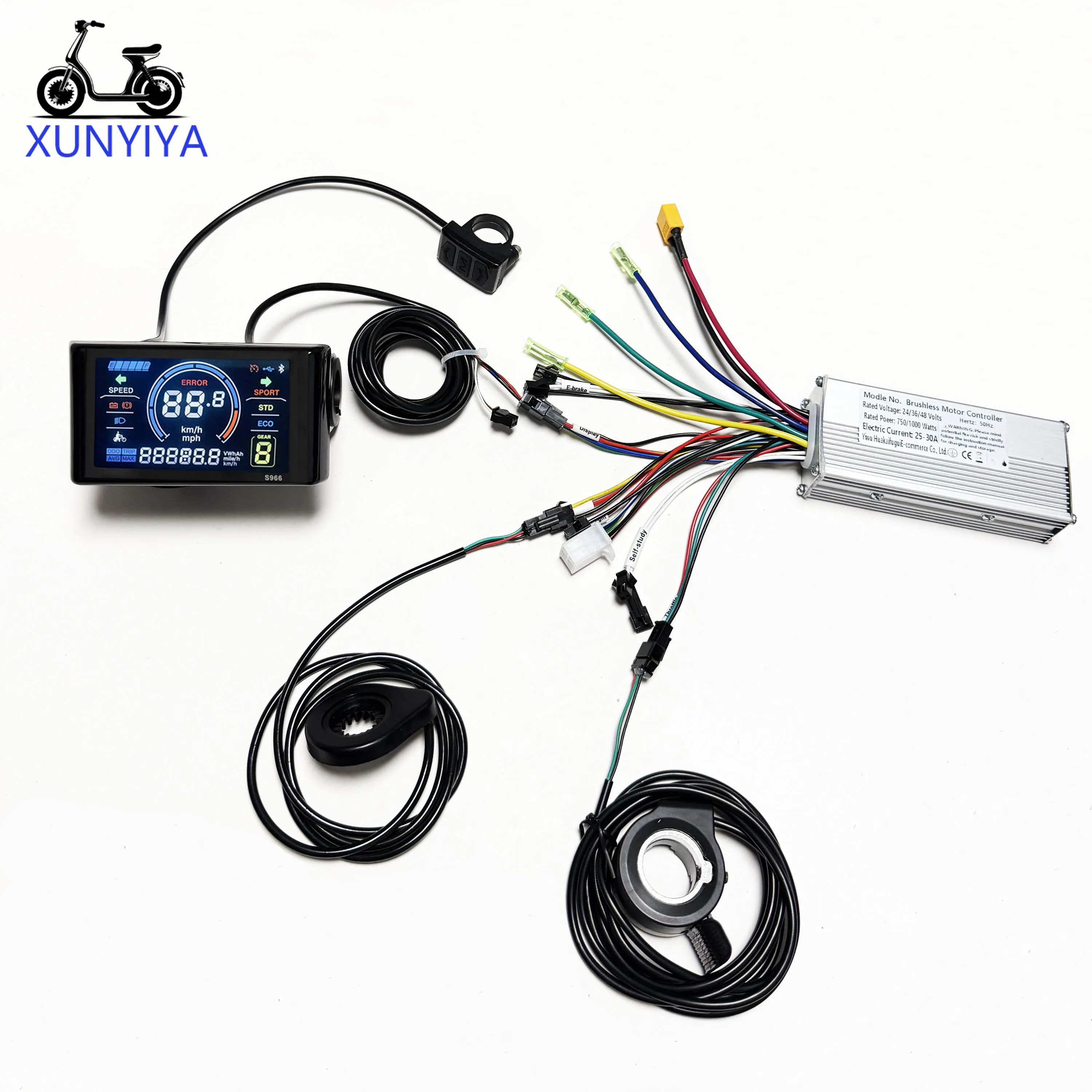 25A-30A Bürstenloser Sinuswellen-Dreimodus-Controller 750W-1000W mit PAS-Gashebel S966 Farb-LCD-Set 24V/36V/48V für E-Bike/Scooter – Detail 8