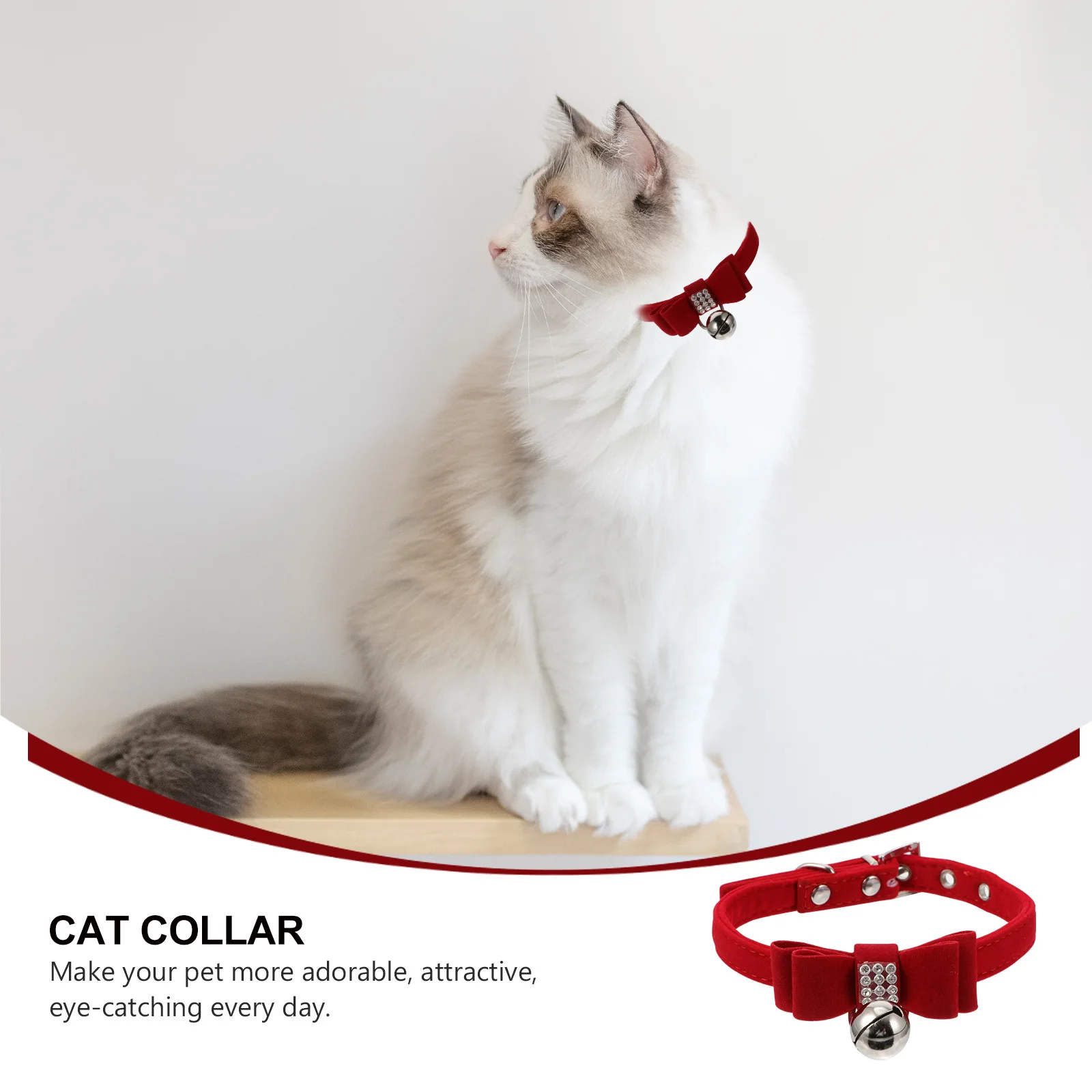 

Puppy Adorable Chic Party Dog Puppy Bell Cat Rhinestone With Bell Pet Collar Pet Bow Collar Decoration Accessory
