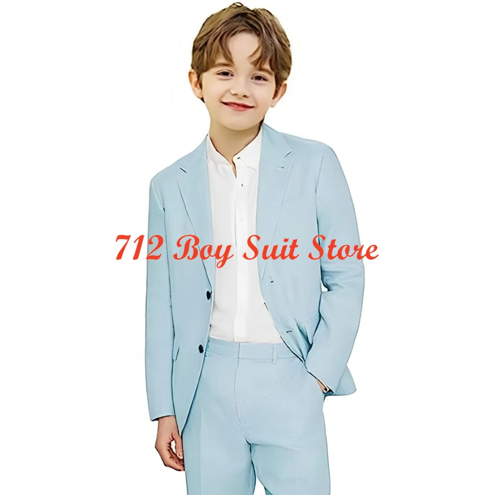 Boy Linen Suits 2 Piece Slim Fit Formal Kids Tuxedo Summer Beach Wedding Linen Boys Outfit