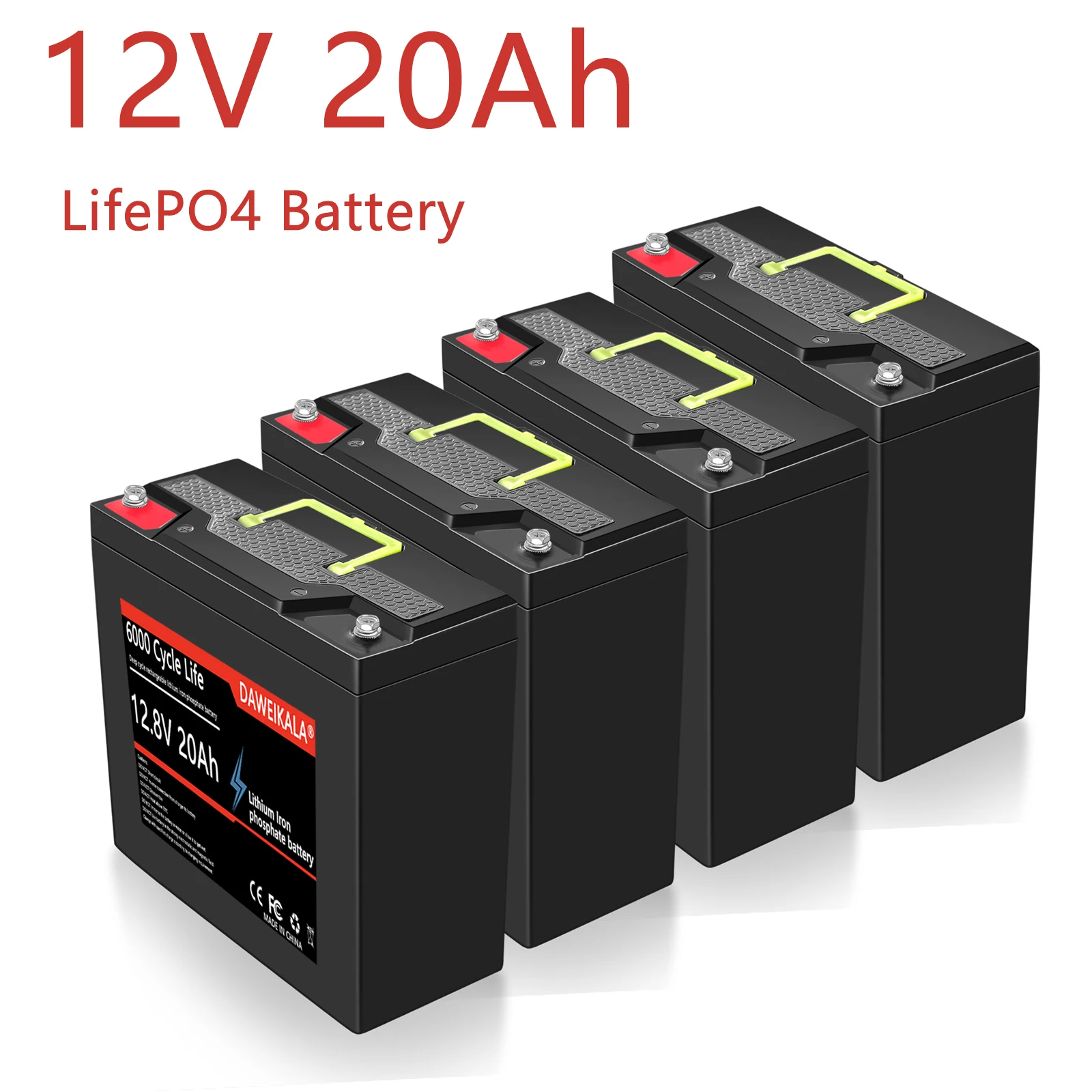 EU-Lagerbestand: 12V 20Ah LiFePO4 30A BMS CE Deep-Cycle LiFePO4 Akku-Pack mit verbessertem BMS – Lithium-Eisenphosphat-Energiespeicherbatterie, wiederaufladbar für Golfcarts, Wohnmobile,