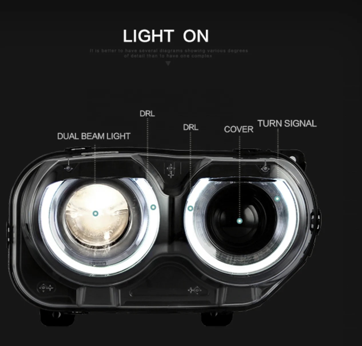 Modified for DODGE CHALLENGER 2015-UP LED Head Lamps Premium Product Category