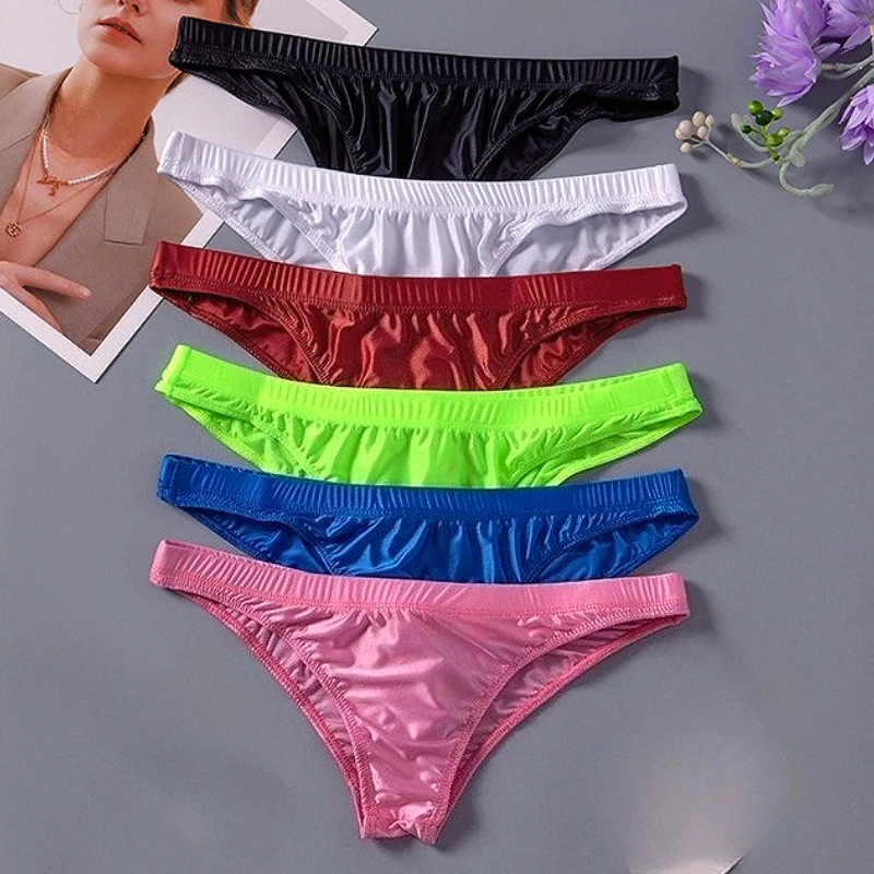 Shiny Underwear Women Sexy Panties Ice Silk Stain Half Hip 2025 Female Lingerie Thin Intimates Briefs Low Waist Трусы Женские