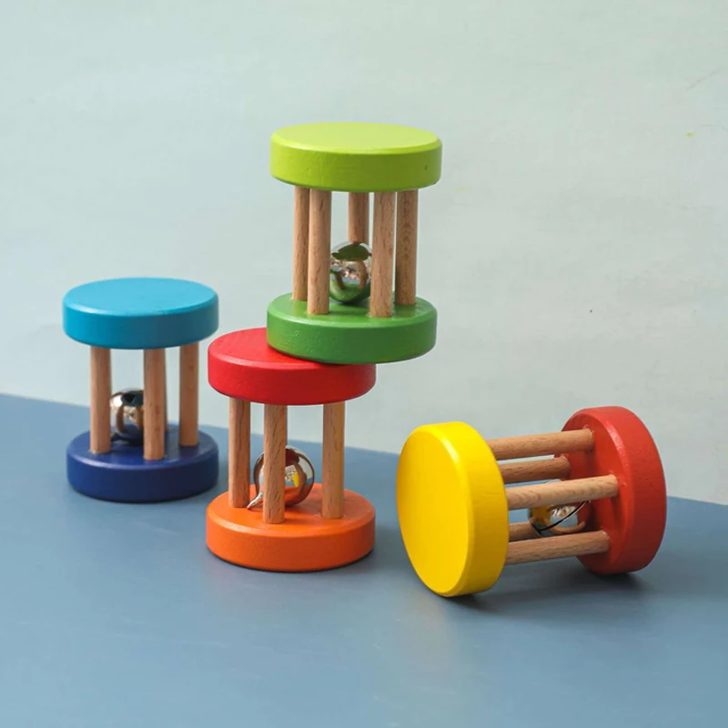 Wooden Roller Rattle Music Early Learning Montessori Educational Toys Birthday Gifts Christmas Party Favors For Kids Boys Girls