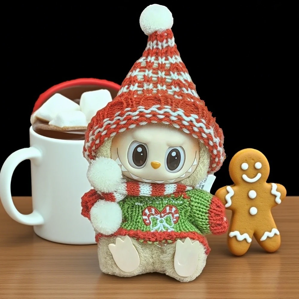 

Мини-кукольная одежда, аксессуары для корейки Kpop Exo Labubu Idol V1 V2, рождественский свитер с печеньем, шляпа, новогодняя одежда