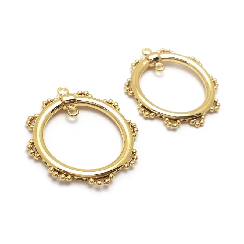 18K Gold Color Brass Round Earrings Connector Charms Women's Earrings High Quality Diy Accessories Rosediy official-website