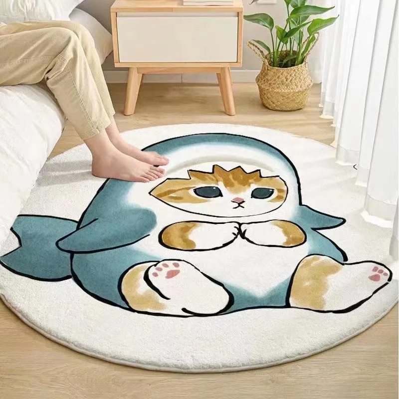 

Cute Round Bedroom Rug Creative Cartoon Animal Pattern Living Room Carpet Modern Minimalist Home Decor Coffee Table Mat Alfombra