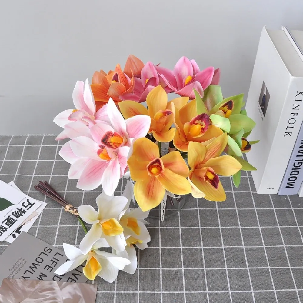 Künstliche Cymbidium-Blumen mit Echtem Touch, Magnolien, Dekorative Kunstpflanzen, Lange Zweige, Seiden-Kunstblumen – Detail 17