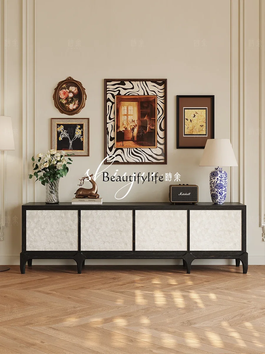 

02 TV cabinet medium antique all solid wood high-end living room