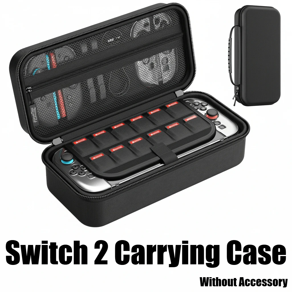 

Новый чехол для переноски Switch 2, очень большое пространство для хранения, отдельное хранилище, сетчатый карман, портативный дорожный футляр Switch 2.