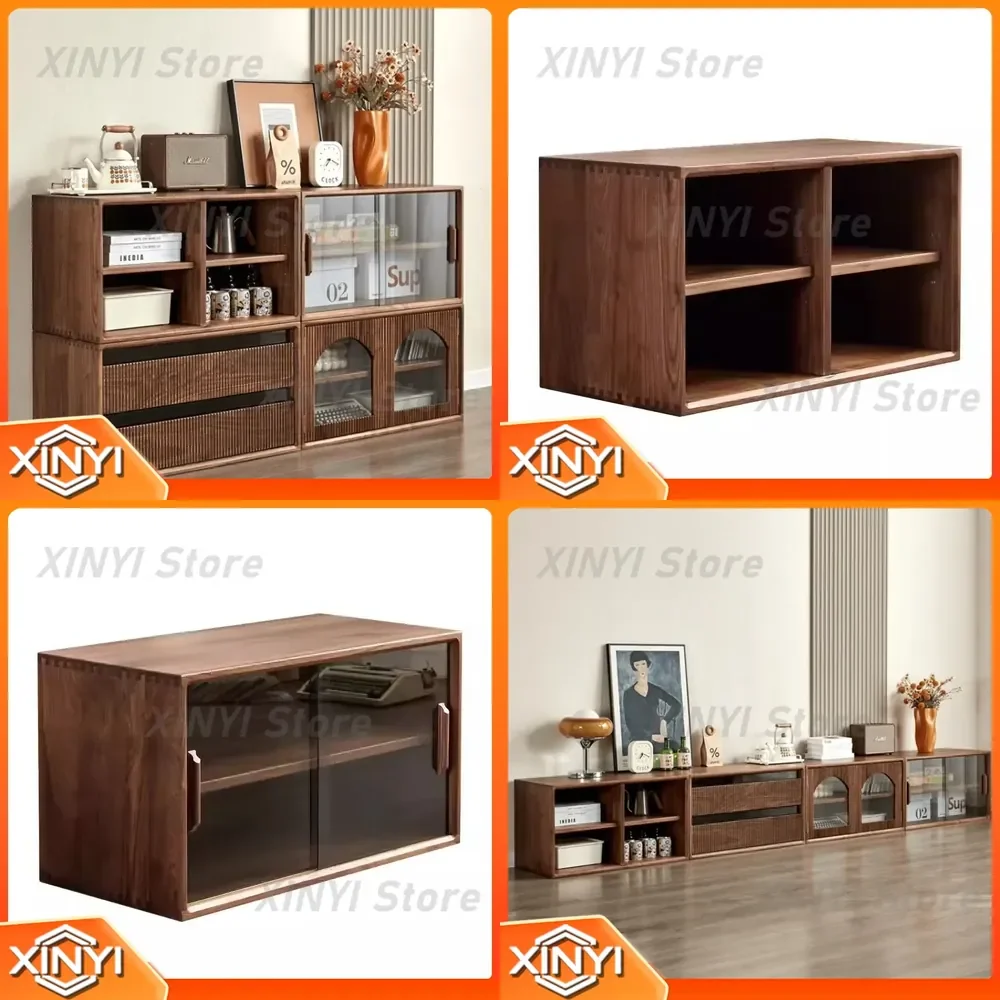 All Solid Wood Bookcase for North American Black Walnut Free Combination Display Cabinet Dining Side Cabinet Living Room