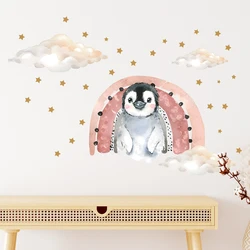Cartoon Cute Star Rainbow Cloud Penguin Wall Stickers Decoration for Bedroom Wall Decals Kids Room Nursery Home Living Room