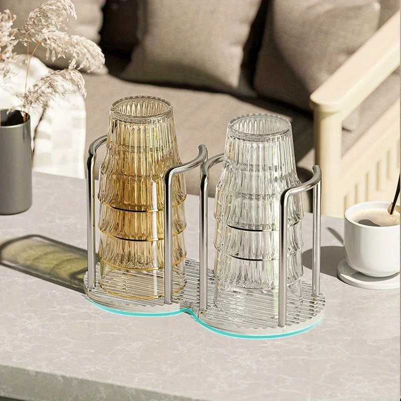 Double Cup Storage Rack Disposable Paper Plastic Cup Organizer Dispenser Light Luxury Acrylic Countertop Table Coffee Cup Holder