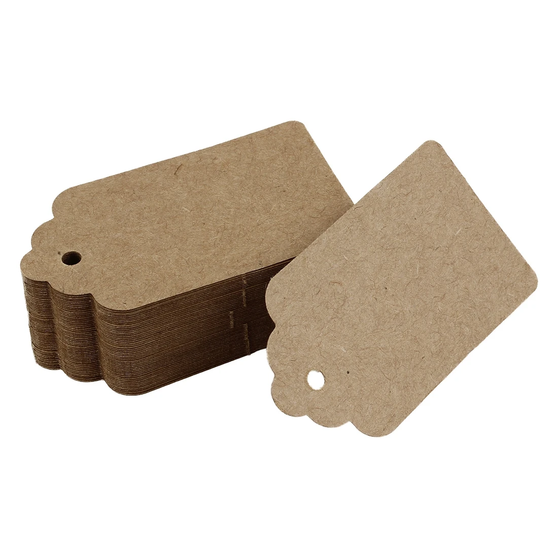 Pack 100 Rustic 40mmx70mm Scalloped Kraft Paper Card,Blank Brown Tag,Gift Tag,Luggage Tag,Price Label - Small (100)